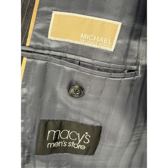 Michael Kors Blazer Sport Coat Men Size 46 R Gray Striped Double Vented - Picture 8 of 10